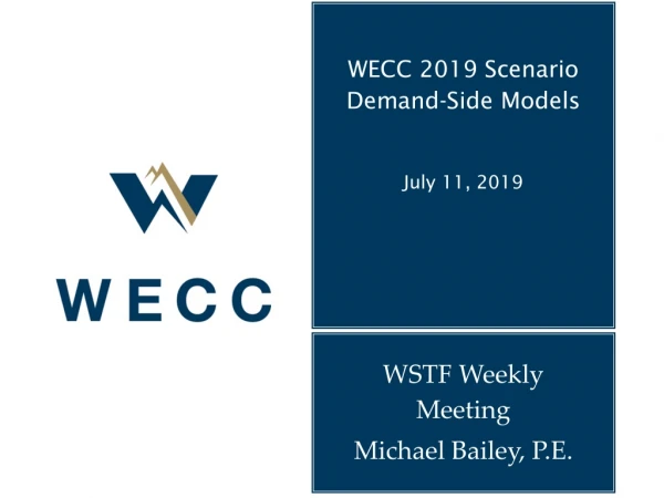 WECC 2019 Scenario Demand-Side Models