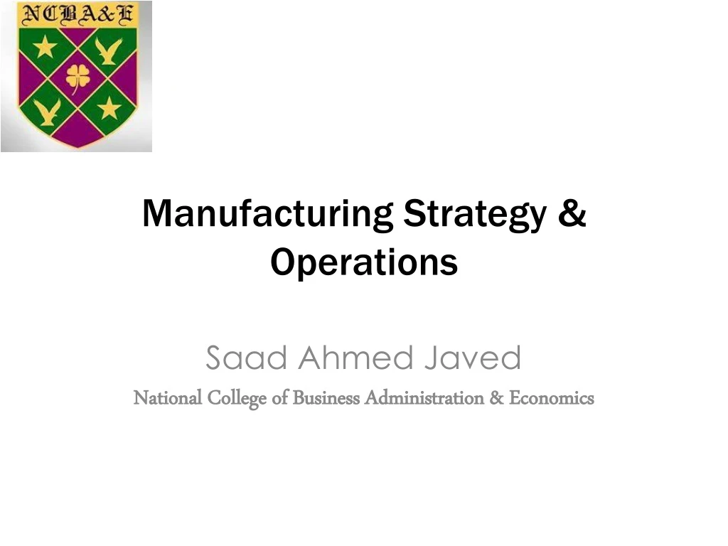 manufacturing strategy operations
