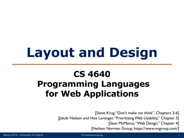 Layout and Design CS 4640 Programming Languages for Web Applications