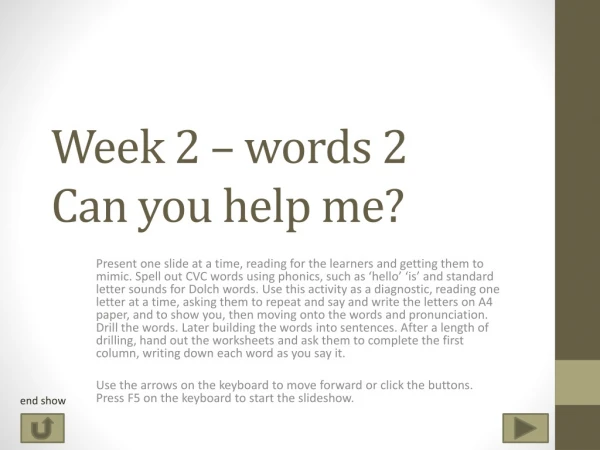 Week 2 – words 2 Can you help me?