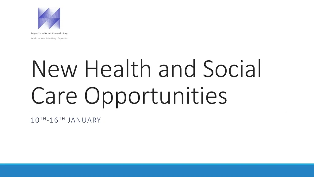 new health and social care opportunities