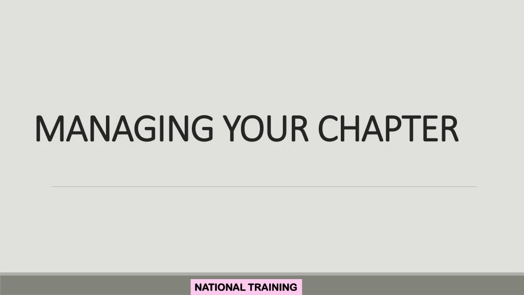 managing your chapter