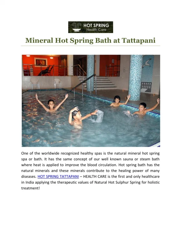 Mineral Hot Spring Bath at Tattapani
