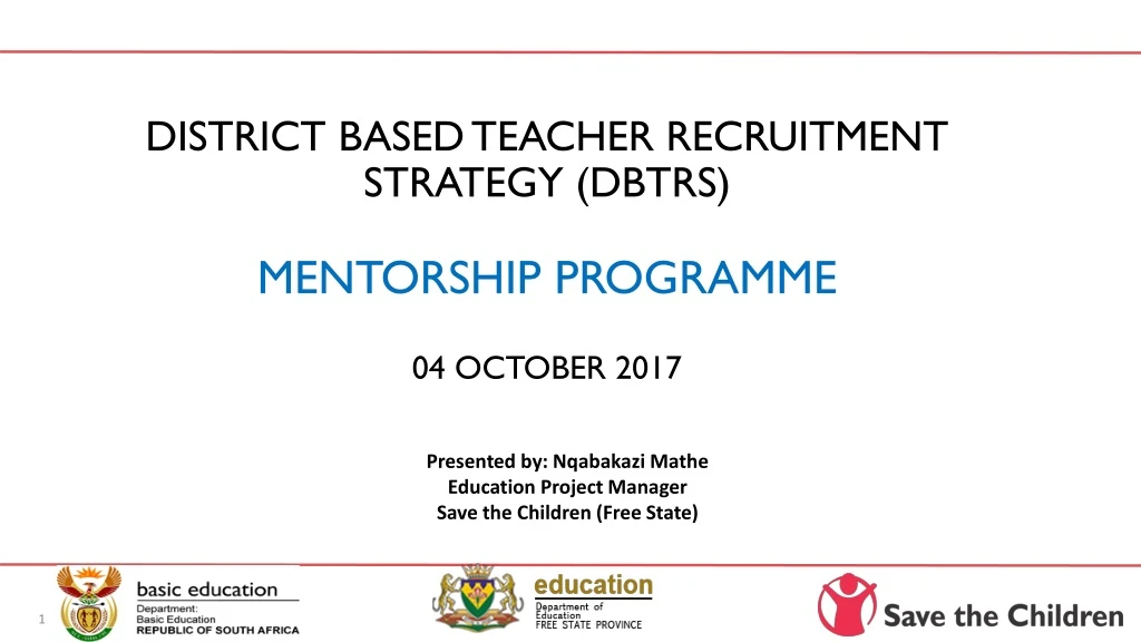 district based teacher recruitment strategy dbtrs mentorship programme 04 october 2017