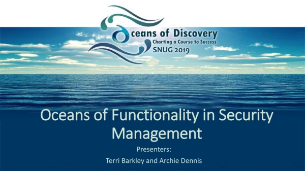 Oceans of Functionality in Security Management