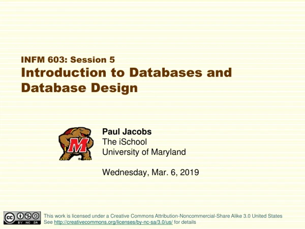 Paul Jacobs The iSchool University of Maryland Wednesday, Mar. 6, 2019
