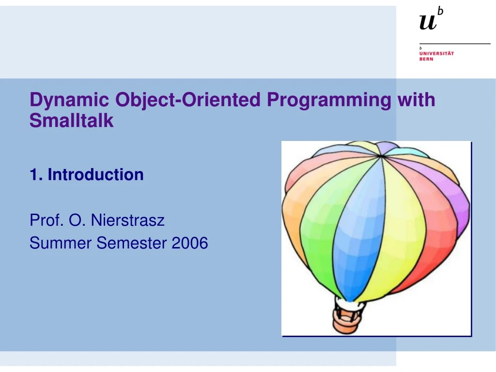 dynamic object oriented programming with smalltalk