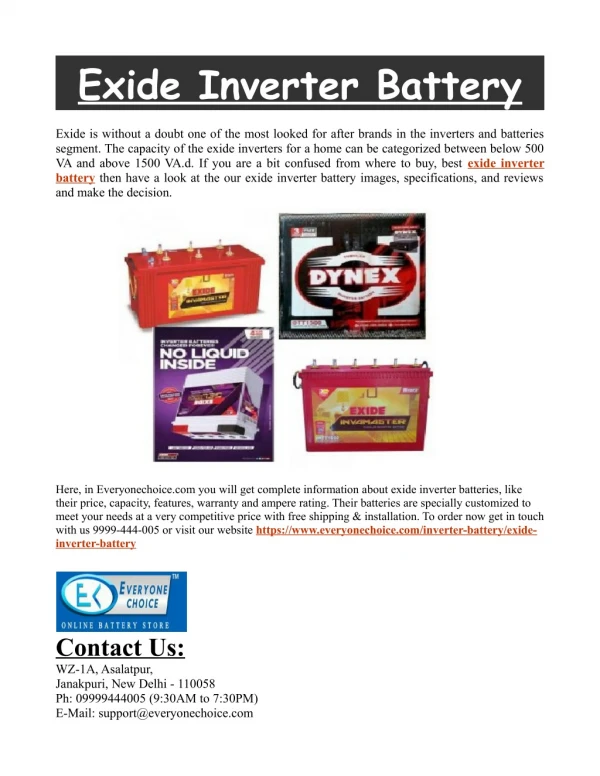 Exide Inverter Battery