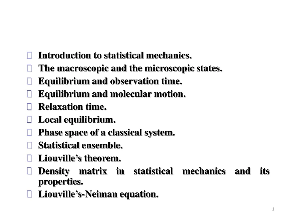 introduction to statistical mechanics