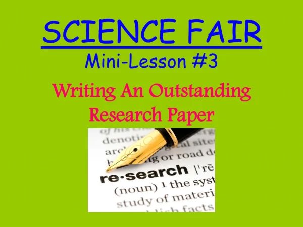 SCIENCE FAIR Mini-Lesson #3
