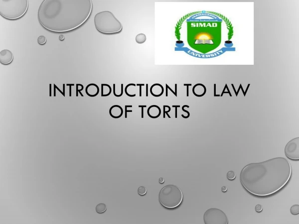 Introduction to law of torts