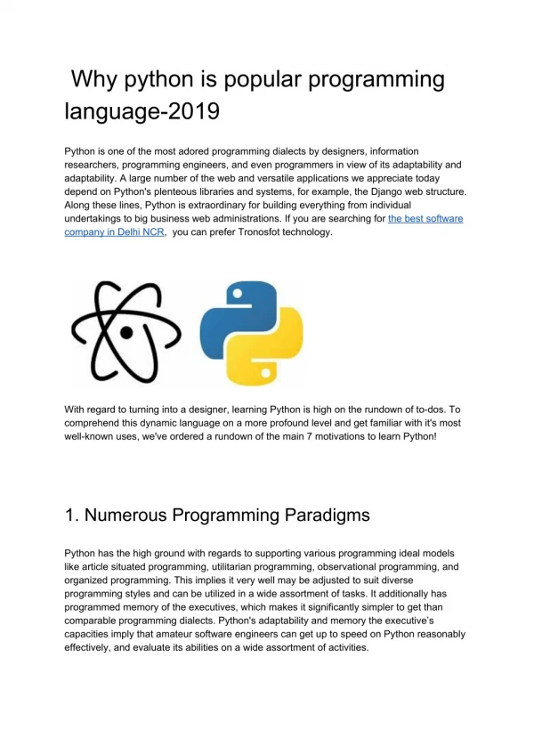 Why python is popular programming language-2019