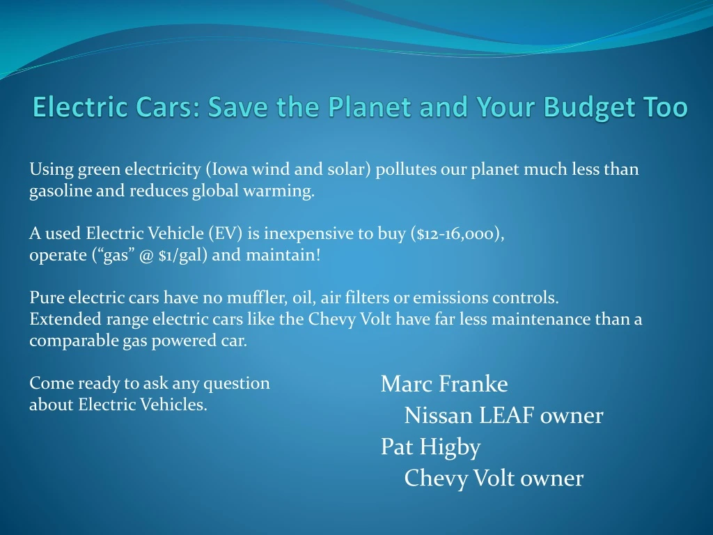 electric cars save the planet and your budget too