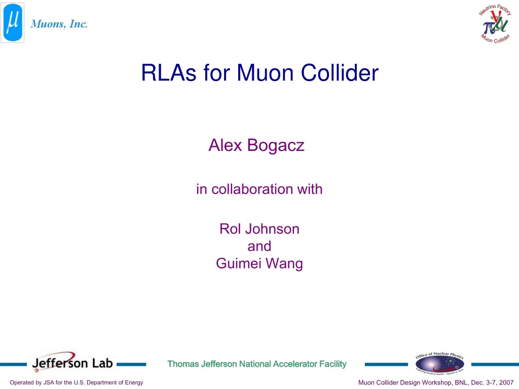 rlas for muon collider