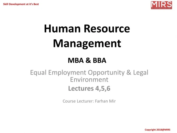 Human Resource Management MBA &amp; BBA