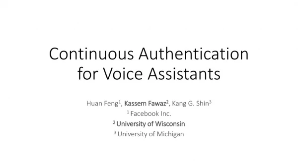 Continuous Authentication for Voice Assistants