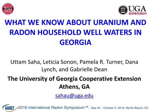 What We Know About Uranium and Radon Household Well Waters IN Georgia