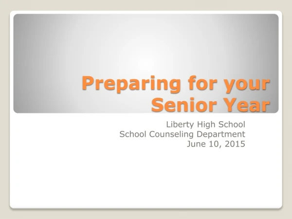 Preparing for your Senior Year