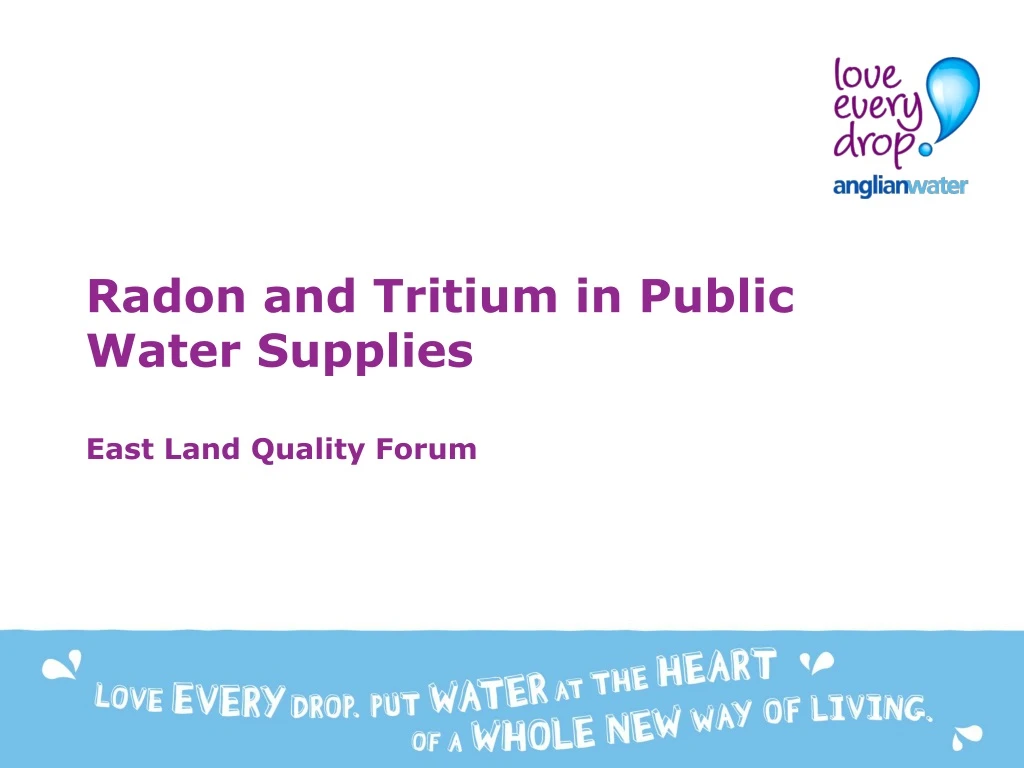 radon and tritium in public water supplies east