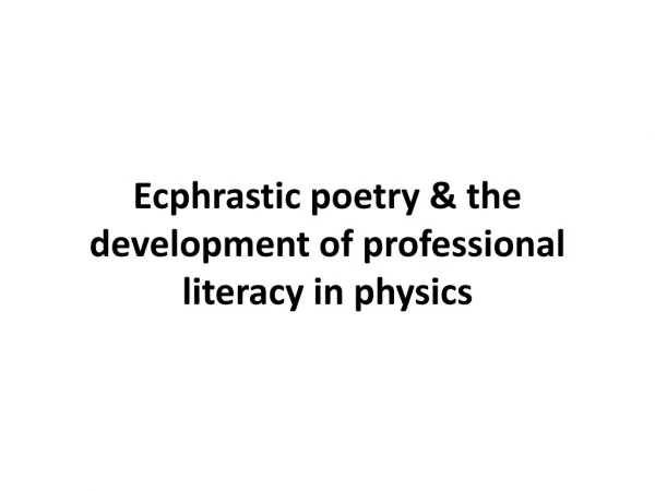 Ecphrastic poetry &amp; the development of professional literacy in physics