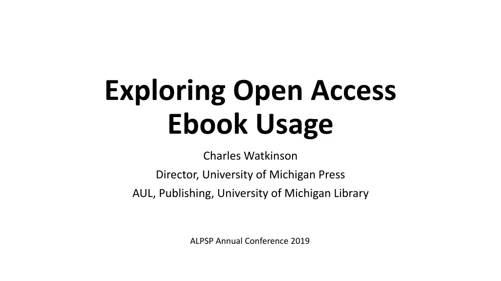 exploring open access ebook usage