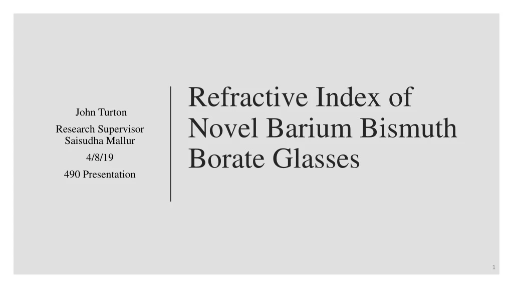 refractive index of novel barium bismuth borate glasses