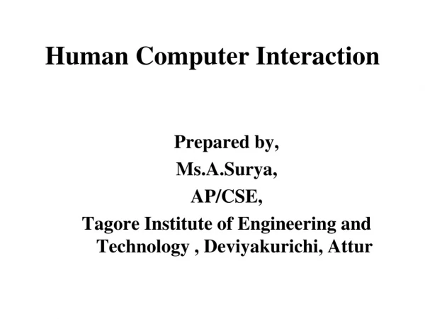 Human Computer Interaction