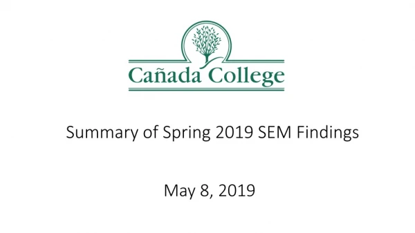 Summary of Spring 2019 SEM Findings