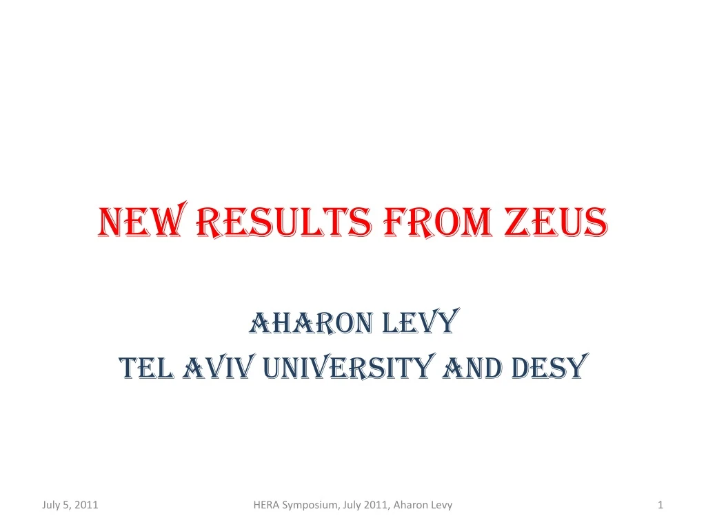 new results from zeus