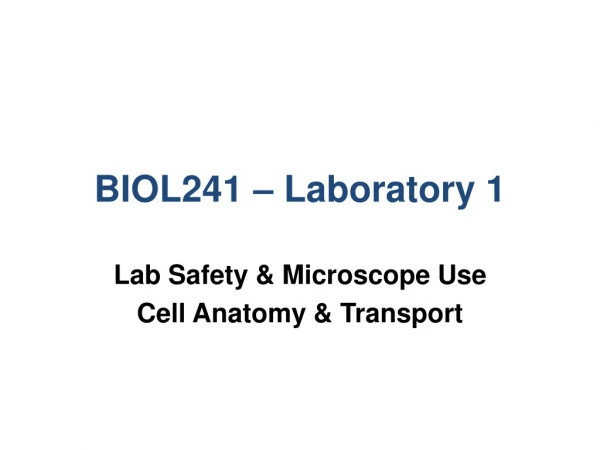 BIOL241 – Laboratory 1
