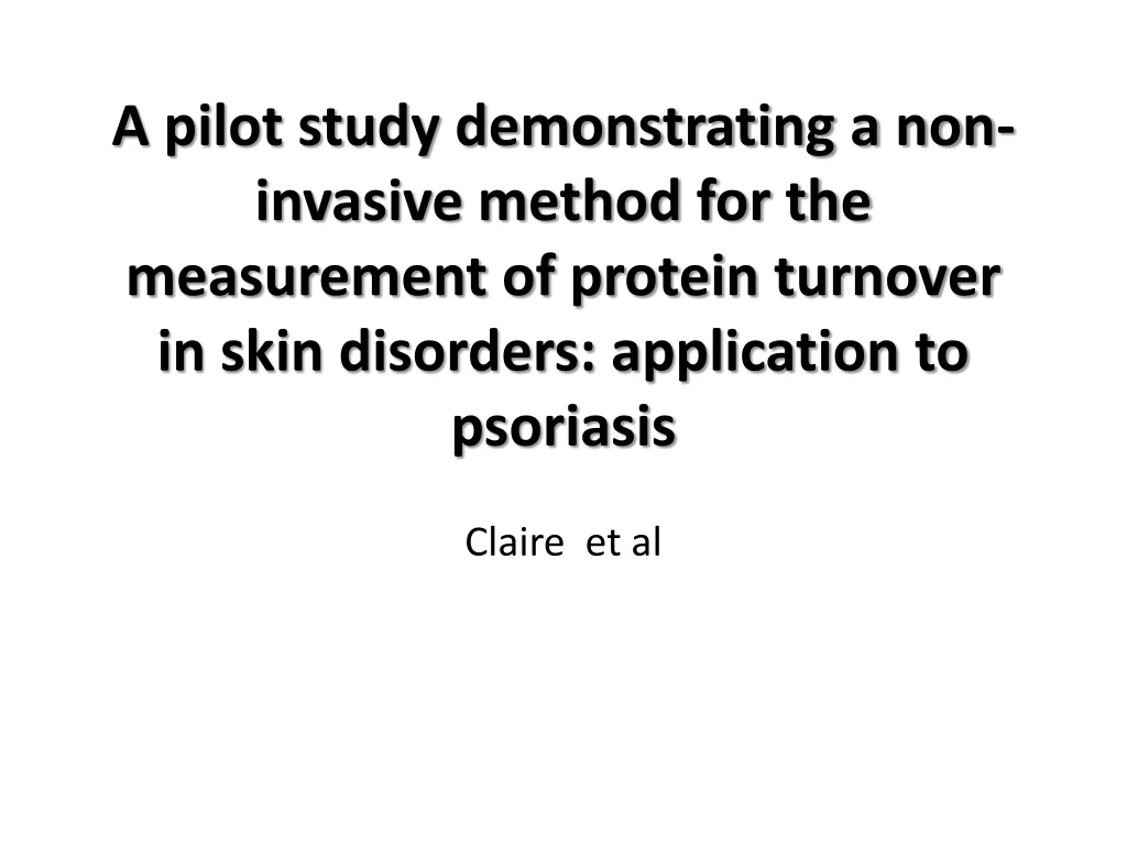 a pilot study demonstrating a non invasive method