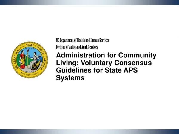 NC Department of Health and Human Services Division of Aging and Adult Services