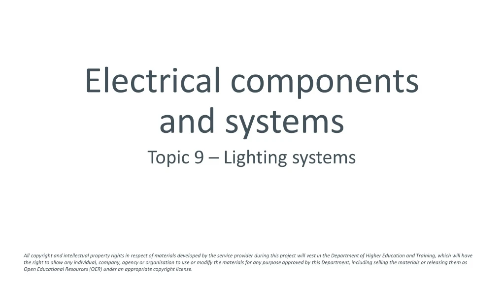 electrical components and systems