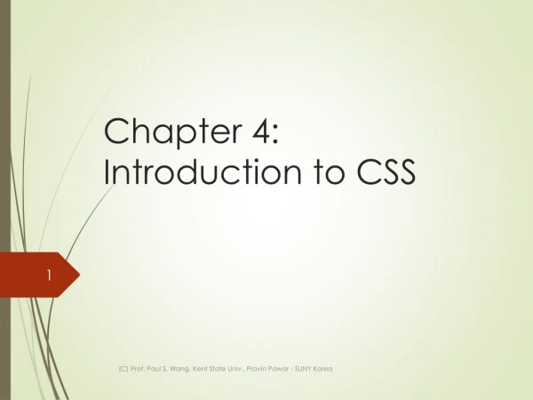 Chapter 4: Introduction to CSS