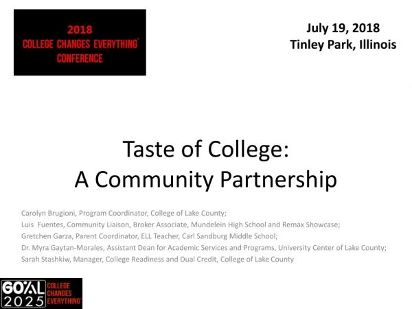 Taste of College: A Community Partnership