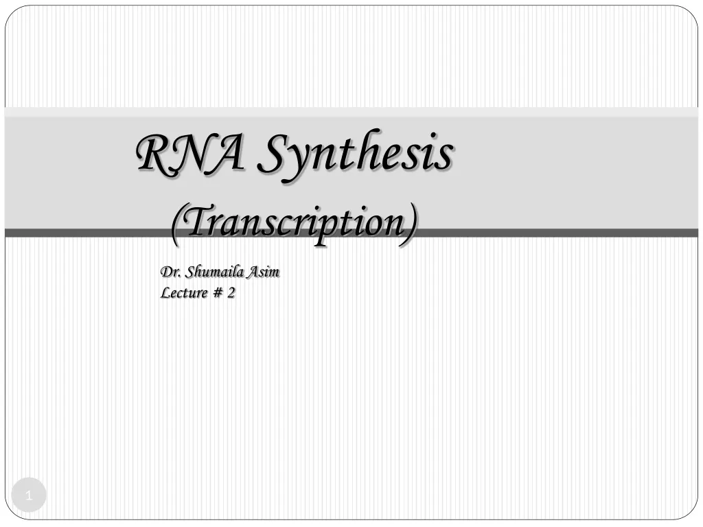 rna synthesis transcription