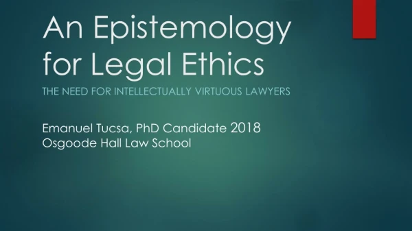 An Epistemology for Legal Ethics