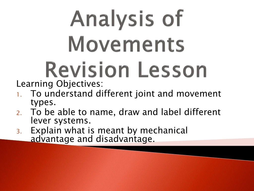 analysis of movements revision lesson