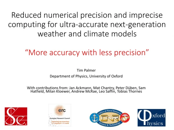 Tim Palmer Department of Physics, University of Oxford