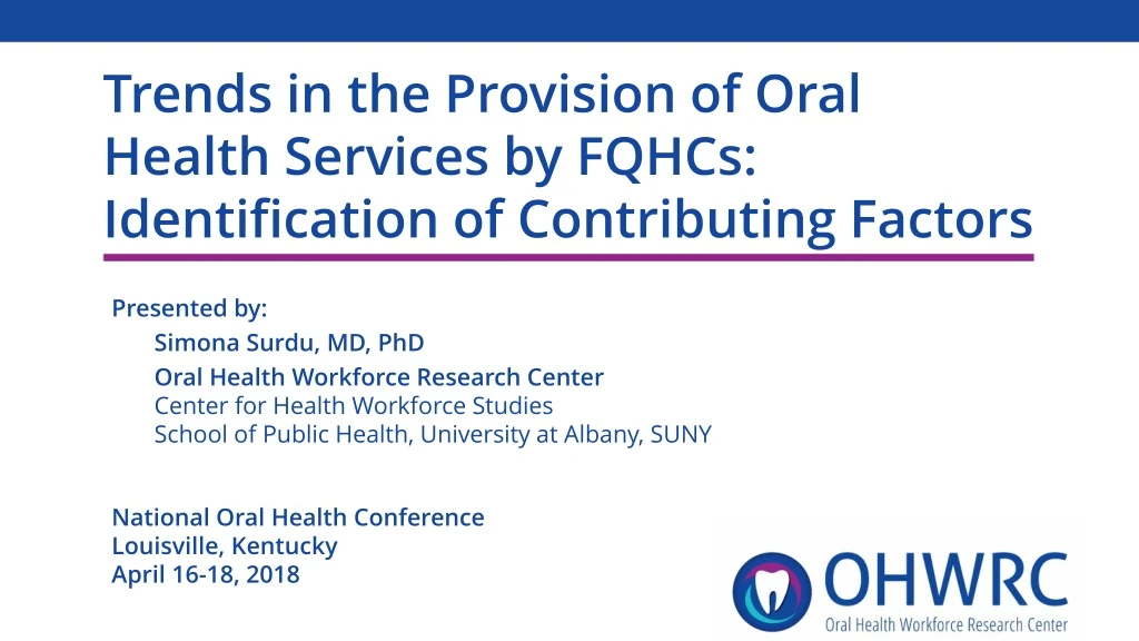 trends in the provision of oral health services