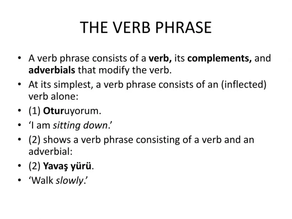 THE VERB PHRASE