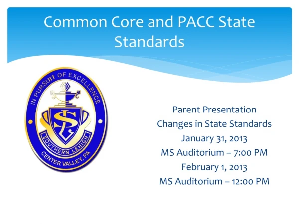 Common Core and PACC State Standards