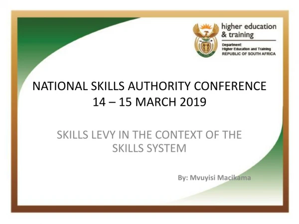 NATIONAL SKILLS AUTHORITY CONFERENCE 14 – 15 MARCH 2019