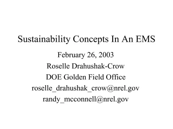 Sustainability Concepts In An EMS