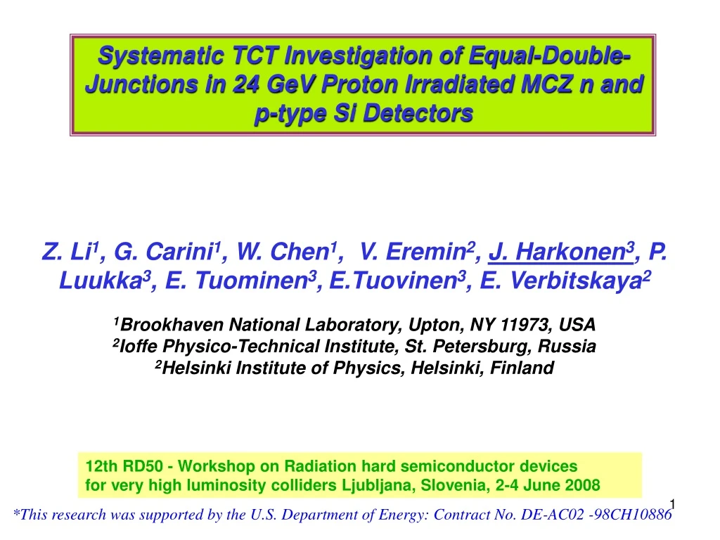 systematic tct investigation of equal double