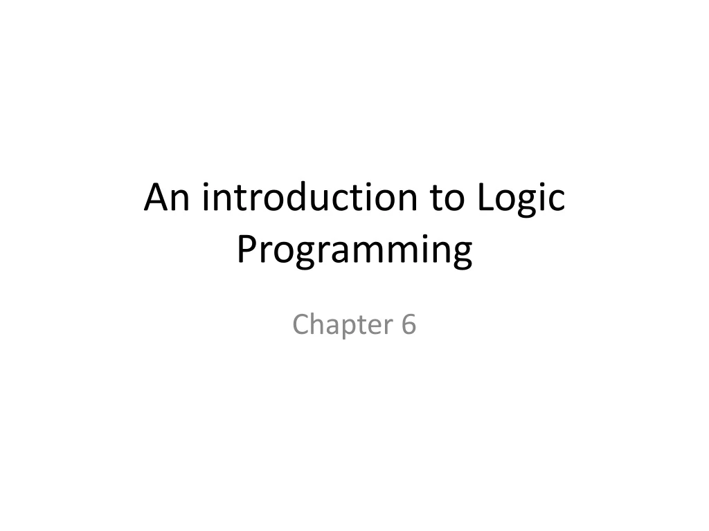 an introduction to logic programming