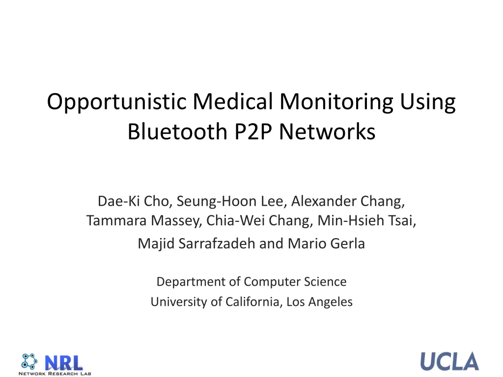 opportunistic medical monitoring using bluetooth p2p networks