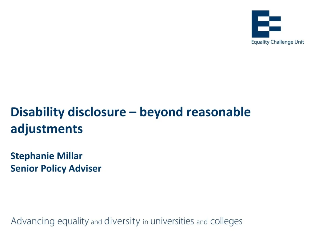 disability disclosure beyond reasonable adjustments stephanie millar senior policy adviser