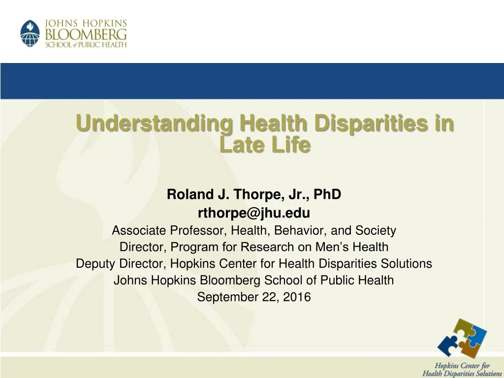 understanding health disparities in late life