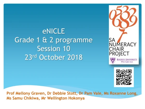 eNICLE Grade 1 &amp; 2 programme Session 10 23 rd October 2018